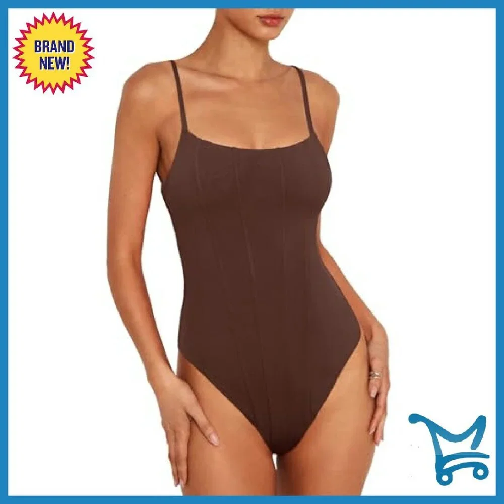 Sexy Square Neck Corset Bodysuit Adjustable Strap Sleeveless Backless - Picture 5 of 8